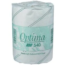 Optima Embossed Soft White 100% Recycled 2-Ply Bath Tissue Case Of 96