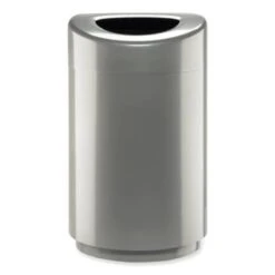 Safco Open Top Round Waste Receptacle, Steel, 30 Gal, Silver -Whirlpool Shop 285854 LeftView Lg