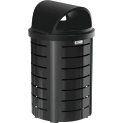 Suncast Commercial 35 Gallon Metal Round Roto Molded Lid Trash Can (Black)