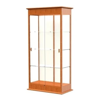 Ghent Waddell Varsity Lighted Cherry Oak Case W/sliding Door/plaque Fabric Back 3 Ghent Waddell Varsity Lighted Cherry Oak Case W/sliding Door/plaque Fabric Back