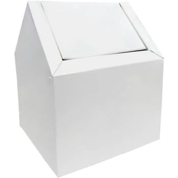 GENERIC 9" White Sanitary Napkin Floor Receptacle Double Entry Swing Top Metal 3 GENERIC 9" White Sanitary Napkin Floor Receptacle Double Entry Swing Top Metal