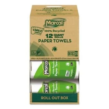 Marcal 100% Recycled Roll Towels, 2-Ply, 5 1/2 X 11, 140 Sheets,Carton Of 12 3 Marcal 100% Recycled Roll Towels, 2-Ply, 5 1/2 X 11, 140 Sheets,Carton Of 12