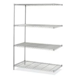 Safco 4-Shelf Industrial Add-On Unit, 48"w X 24"d X 72"h, Metallic Gray