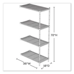 Safco 4-Shelf Industrial Add-On Unit, 36"w X 18"d X 72"h, Metallic Gray -Whirlpool Shop 292923 LeftView Lg