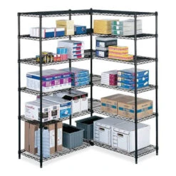 Safco 4-Shelf Industrial Add-On Unit, 36"w X 18"d X 72"h, Black -Whirlpool Shop 296014 FrontView straighton Lg