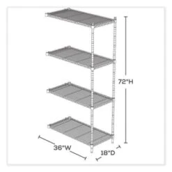 Safco 4-Shelf Industrial Add-On Unit, 36"w X 18"d X 72"h, Black -Whirlpool Shop 296014 LeftView Lg