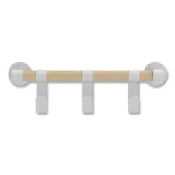 Safco Resi® Coat Wall Rack, 3 Hook, 19.75"w X 4.25"d X 6"h, White -Whirlpool Shop 300671 BackView Lg