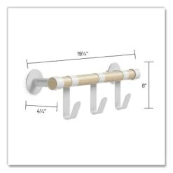 Safco Resi® Coat Wall Rack, 3 Hook, 19.75"w X 4.25"d X 6"h, White -Whirlpool Shop 300671 BottomView Lg