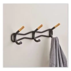 Safco Family Coat Wall Rack, 3 Hook, 18.5"w X 6.25"d X 7.25"h, Black -Whirlpool Shop 300672 BackView Lg
