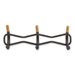 Safco Family Coat Wall Rack, 3 Hook, 18.5"w X 6.25"d X 7.25"h, Black -Whirlpool Shop 300672 FrontView straighton Lg