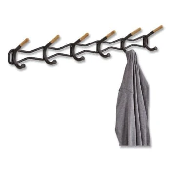 Safco Family Coat Wall Rack, 6 Hook, 42.75"w X 5.25"d X 7.25"h, Black 7 Safco Family Coat Wall Rack, 6 Hook, 42.75"w X 5.25"d X 7.25"h, Black - Image 5