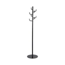 Safco Hook Head Coat Rack, 8 Hooks, 15" X 15" X 68", Black