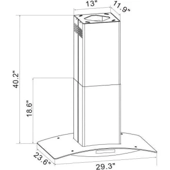 Winfl 30island Mnt Range Hood 475 Cfm Stnls Steel & Glass W/ Led & Touch Ctrl 4 Winfl 30island Mnt Range Hood 475 Cfm Stnls Steel & Glass W/ Led & Touch Ctrl - Image 2