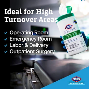 Clorox Healthcare® Hydrogen Peroxide Cleaner Disinfectant Wipes, 95 Count Canister 9 Clorox Healthcare® Hydrogen Peroxide Cleaner Disinfectant Wipes, 95 Count Canister - Image 7