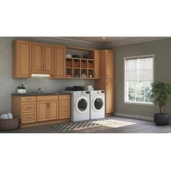 Hampton Bay Hampton Assembled 27x34.5x24 " Base Kitchen Cabinet, M Oak, Glides 4 Hampton Bay Hampton Assembled 27x34.5x24 " Base Kitchen Cabinet, M Oak, Glides - Image 2