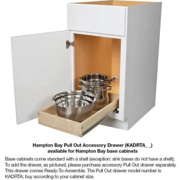 Hampton Bay Hampton Assembled 27x34.5x24 " Base Kitchen Cabinet, M Oak, Glides 9 Hampton Bay Hampton Assembled 27x34.5x24 " Base Kitchen Cabinet, M Oak, Glides - Image 7