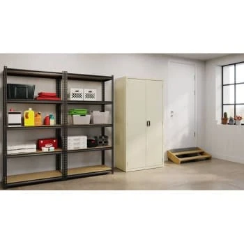 Hirsh Welded Steel Storage Cabinet With 4 Shelves, 18" D X 36" W X 72" H, Putty 7 Hirsh Welded Steel Storage Cabinet With 4 Shelves, 18" D X 36" W X 72" H, Putty - Image 5