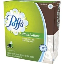 Puffs Plus Lotion Facial Tissue, White, 1-Ply, 8 1/5 X 8 2/5", 56/Box, 24/Carton