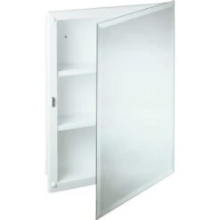 16w X 20"h Recessed Beveled Edge Mirrored Medicine Cabinet With Polystyrene Body