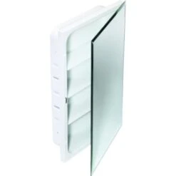 16w X 26"h Recessed Beveled Edge Mirrored Medicine Cabinet With Steel Body