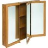Zenith 24w X 26" Surface Mount Oak Tri-View Wood Mirrored Medicine Cabinet