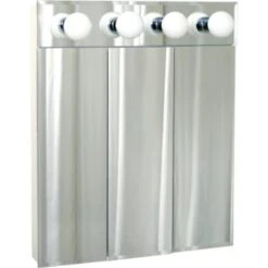 Zenith 24x30" 4 Light Surface Mount Bevel Mirror Steel Triview Medicine Cabinet