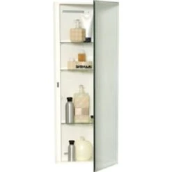 Zenith 14w X 36"h Surface Steel Corner Medicine Cabinet With Beveled Mirror