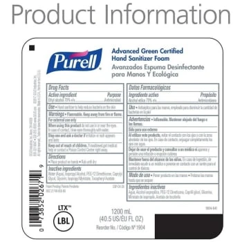 Purell 1200 Ml Fragrance Free Advanced Green Certified Hand Sanitizer Foam (2-Case) 7 Purell 1200 Ml Fragrance Free Advanced Green Certified Hand Sanitizer Foam (2-Case) - Image 5