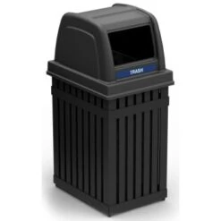 Commercial Zone Products Archtec 25 Gallon Recycling Trash Receptacle W/ Decals (Black)