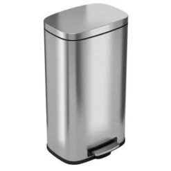 Hls Commercial 8 Gallon Stainless Steel Soft Step Trash Can W/ Plastic Liner (Silver)