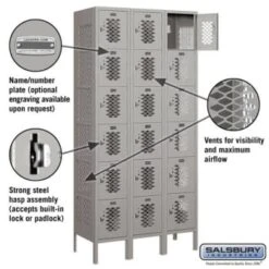 Salsbury Industries® Gray-Six Tier Box-Vented Metal Locker 6 Feet Highx15inches 8 Salsbury Industries® Gray-Six Tier Box-Vented Metal Locker 6 Feet Highx15inches -Whirlpool Shop 621052 w DetailedProductView1 Lg