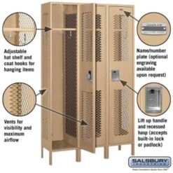 Salsbury Industries® Tan Single Tier Vented Metal Locker 6 Feet X 15 Inches 6 Salsbury Industries® Tan Single Tier Vented Metal Locker 6 Feet X 15 Inches -Whirlpool Shop 621068 w DetailedProductView1 Lg