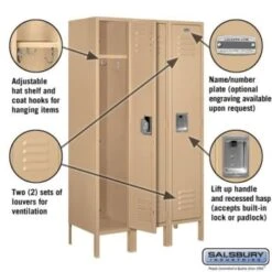 Salsbury Industries® Tan Single Tier Standard Metal Locker 5 Feet X 15 Inches -Whirlpool Shop 621075 w DetailedProductView1 Lg