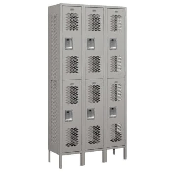 Salsbury Industries® Gray Double Tier Vented Metal Locker 6 Feet Highx12 Inches 3 Salsbury Industries® Gray Double Tier Vented Metal Locker 6 Feet Highx12 Inches