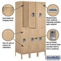 Salsbury Industries® Tan Double Tier Standard Metal Locker 6 Feet X 18inches 6 Salsbury Industries® Tan Double Tier Standard Metal Locker 6 Feet X 18inches -Whirlpool Shop 621077 w DetailedProductView1 Lg