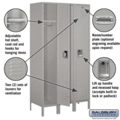 Salsbury Industries® Gray-Single Tier Standard Metal Locker-6 Feet X 18 Inches 6 Salsbury Industries® Gray-Single Tier Standard Metal Locker-6 Feet X 18 Inches -Whirlpool Shop 621082 w DetailedProductView1 Lg