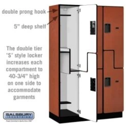 Salsbury Industries® Cherry-Double Tier S Style-Wood Locker 6 Feet X 18 Inches -Whirlpool Shop 621085 w DetailedProductView2 Lg