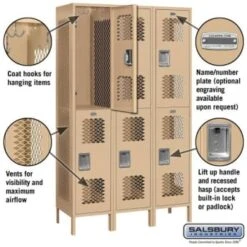 Salsbury Industries® Double Tier Vented Metal Locker-Tan-6 Feet High X 18inches 6 Salsbury Industries® Double Tier Vented Metal Locker-Tan-6 Feet High X 18inches -Whirlpool Shop 621092 w DetailedProductView1 Lg
