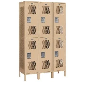 Salsbury Industries® Double Tier Vented Metal Locker-Tan-6 Feet High X 18inches 3 Salsbury Industries® Double Tier Vented Metal Locker-Tan-6 Feet High X 18inches