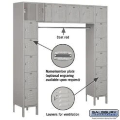 Salsbury Industries® Gray-Six Tier Box Standard Metal Locker-Unassembled -Whirlpool Shop 621099 w DetailedProductView1 Lg