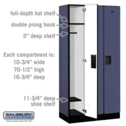 Salsbury Industries® Blue 12 Inch Single Tier-Wood Locker 6 Feet X 18 Inches -Whirlpool Shop 621125 w DetailedProductView2 Lg