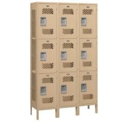 Salsbury Industries® Tan-Triple Tier Vented Metal Locker 6 Feet X 15inches