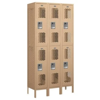 Salsbury Industries® Tan-Double Tier Vented Metal Locker-6 Feet X 15 Inches 3 Salsbury Industries® Tan-Double Tier Vented Metal Locker-6 Feet X 15 Inches