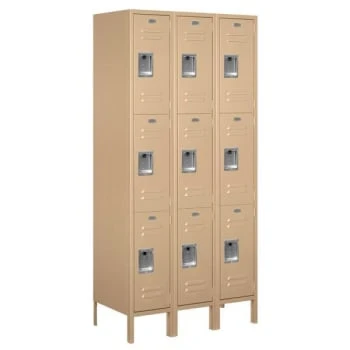 Salsbury Industries® Triple Tier-Tan-Standard Metal Locker 6 Feet X 18 Inches 3 Salsbury Industries® Triple Tier-Tan-Standard Metal Locker 6 Feet X 18 Inches