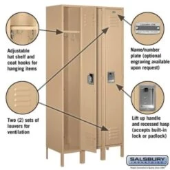 Salsbury Industries® Single Tier Metal Locker-Tan-6 Feet X 15 Inches -Whirlpool Shop 621168 w DetailedProductView1 Lg