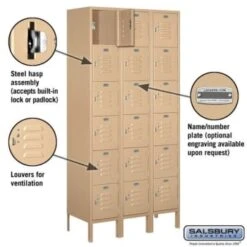 Salsbury Industries® Tan 12 Inch Wide-Standard Metal Locker 6 Feet X 15 Inches -Whirlpool Shop 621208 w DetailedProductView1 Lg