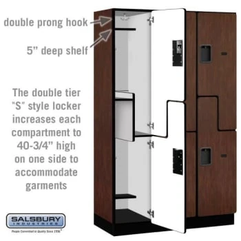 Salsbury Industries® Mahogany-Double Tier S Style-Wood Locker 6 Feet X 18inches 6 Salsbury Industries® Mahogany-Double Tier S Style-Wood Locker 6 Feet X 18inches - Image 4