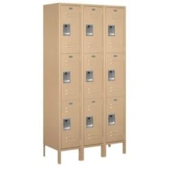 Salsbury Industries® Triple Tier-Tan-Standard Metal Locker 6 Feet X 15 Inches