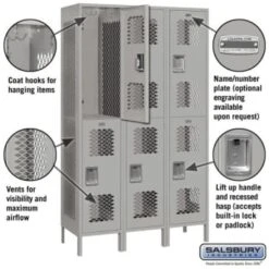 Salsbury Industries® Double Tier-Gray-Vented Metal Locker 6 Feet X 18 Inches 6 Salsbury Industries® Double Tier-Gray-Vented Metal Locker 6 Feet X 18 Inches -Whirlpool Shop 621292 w DetailedProductView1 Lg