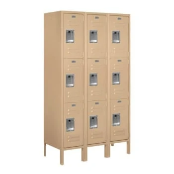 Salsbury Industries® Tan- Triple Tier Standard Metal Locker 5 Feet X 15 Inches 3 Salsbury Industries® Tan- Triple Tier Standard Metal Locker 5 Feet X 15 Inches